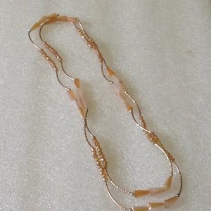 Long crystal gold necklace